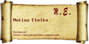 Matisa Etelka névjegykártya